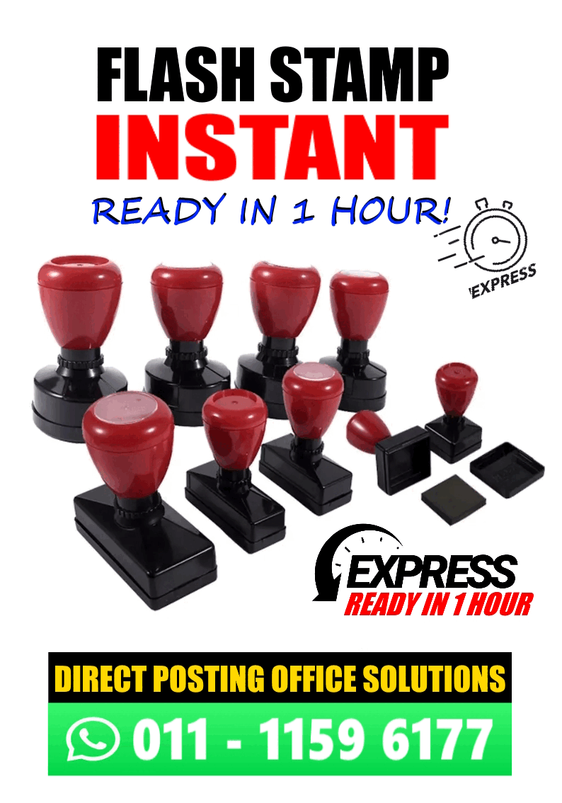 Express Service Preinking Stamp, ready in 1 hour.